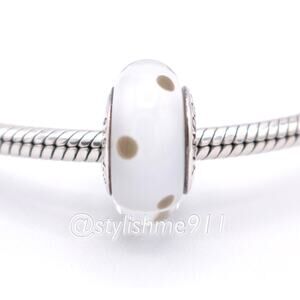 Authentic Pandora White and Black Polka Dots Charm - 790602